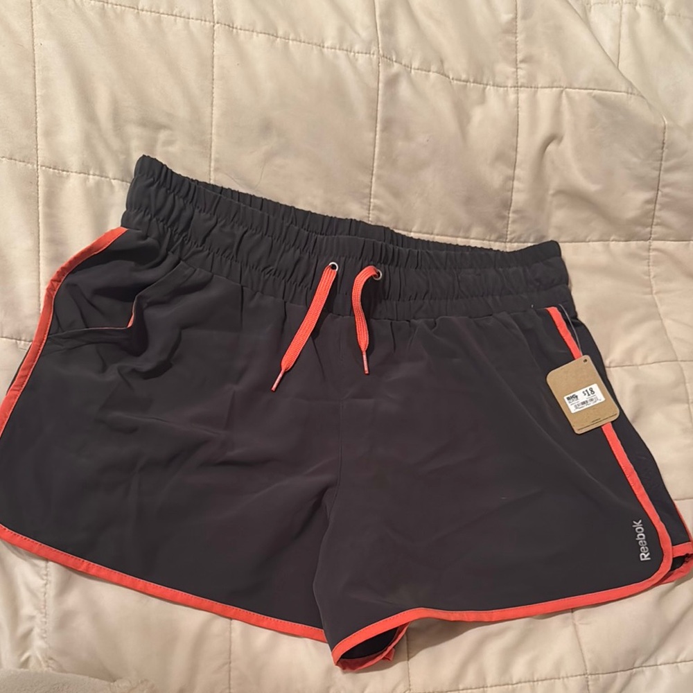 Reebok Women's Gray Shorts with Orange Trim